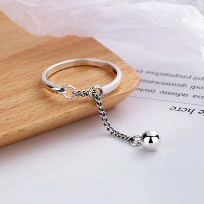 Adjustable simple fashion chain tassel ring